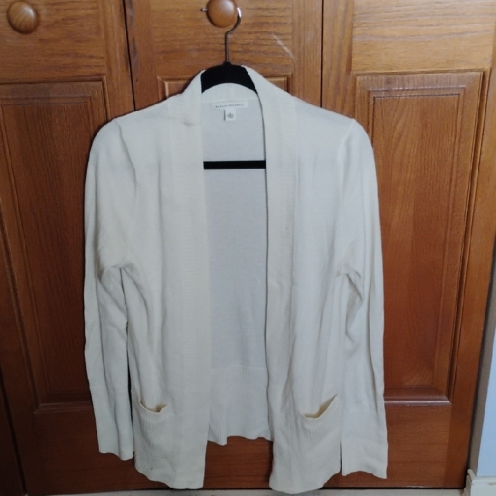 Ann Taylor Cream Blazer Lightweight Open-Front